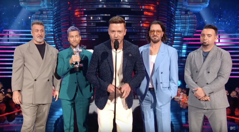*NSYNC reunite at 2023 VMAs to present Taylor Swift with Best Pop Video - and friendship bracelets!