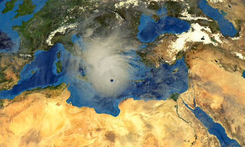 Medicane,Ianos,Mediterranean,Hurricane,Approaching,Greece.,Shot,From,Space.,Elements