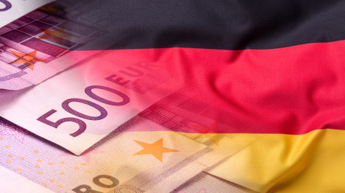 Flags,Of,The,Germany,With,Euro,Banknotes.