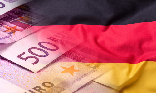 Flags,Of,The,Germany,With,Euro,Banknotes.