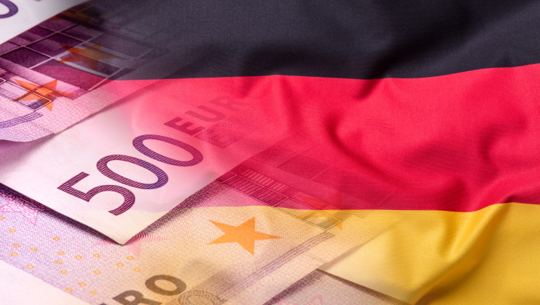 Flags,Of,The,Germany,With,Euro,Banknotes.