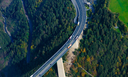 Flight,Over,Highway,A22,Brennerautobahn,In,Tirol,,Austria