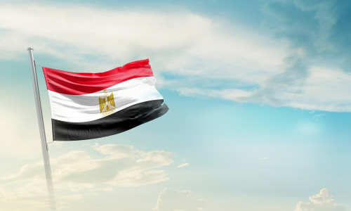 Egypt,National,Flag,Waving,In,Beautiful,Sky.