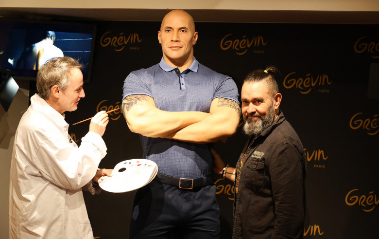 Inauguration de la statue de cire de Dwayne Johnson au Musée Grévin à Paris