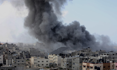 Smoke,Rises,After,Israeli,Air,Strikes,Near,The,Border,East