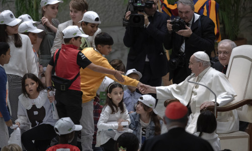 Pope Francis meets children from all over the world, Paul VI Hall, Vatican City, Vatican - 06 Nov 2023