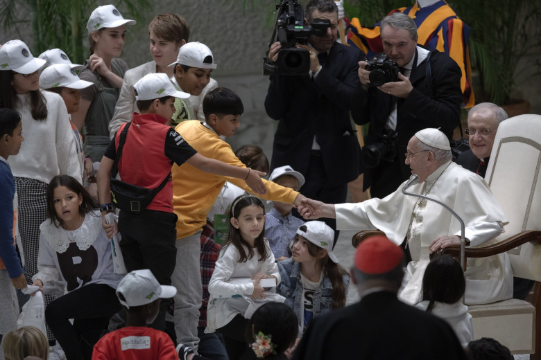 Pope Francis meets children from all over the world, Paul VI Hall, Vatican City, Vatican - 06 Nov 2023