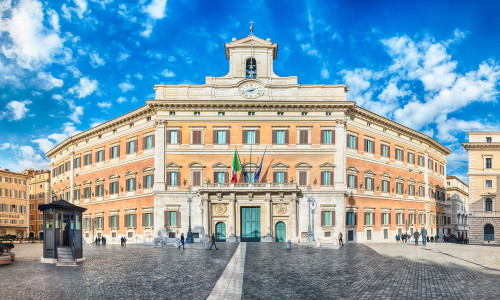 Rome,-,November,18:,Panoramic,View,Of,Palazzo,Montecitorio,,Iconic