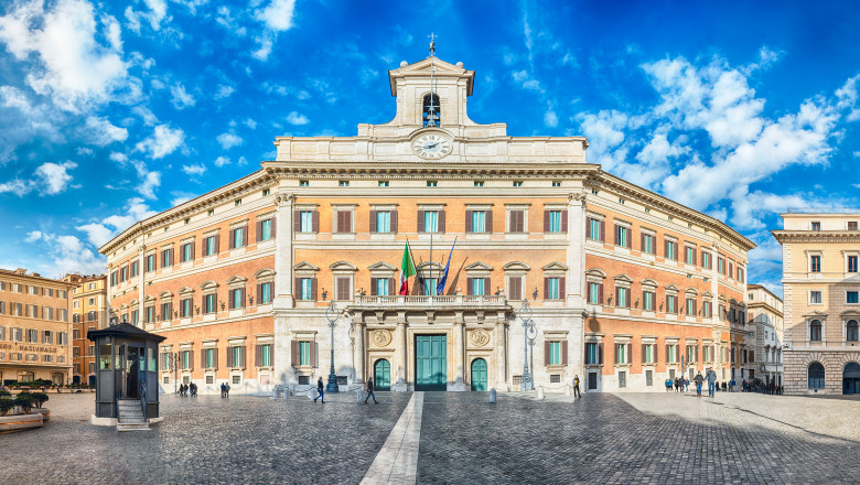 Rome,-,November,18:,Panoramic,View,Of,Palazzo,Montecitorio,,Iconic
