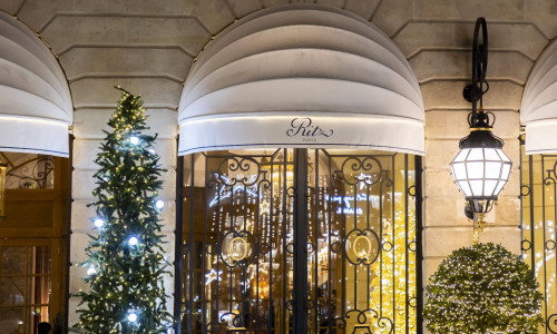 Paris, France December 6, 2023 - Christmas Decoration Of Place Vendome. For the festive season, the Comite Vendome set u