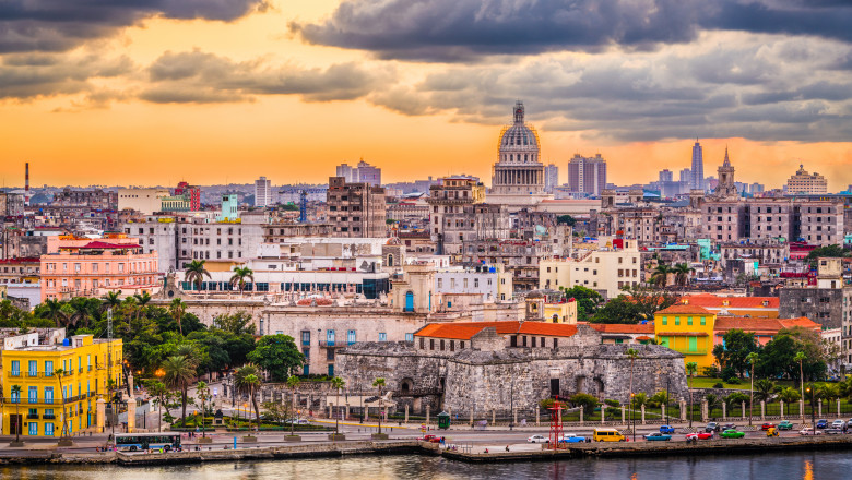 Havana,,Cuba,Downtown,Skyline,At,Dusk.