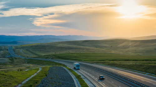 Aerial,View,Over,The,Transylvania,Highway,At,Sunset