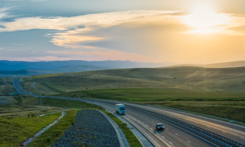 Aerial,View,Over,The,Transylvania,Highway,At,Sunset