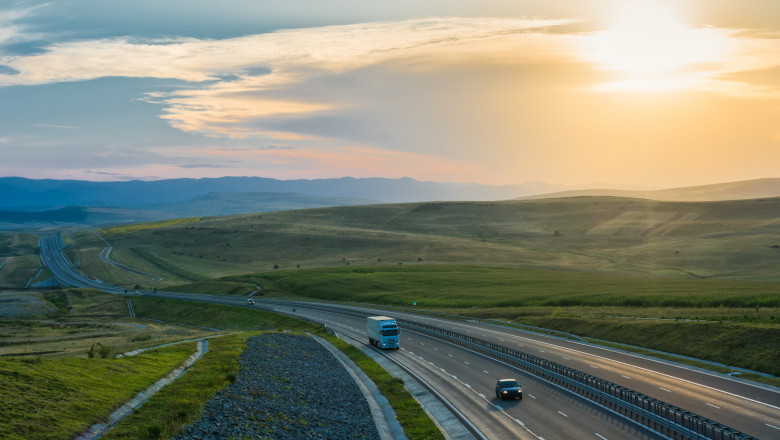 Aerial,View,Over,The,Transylvania,Highway,At,Sunset