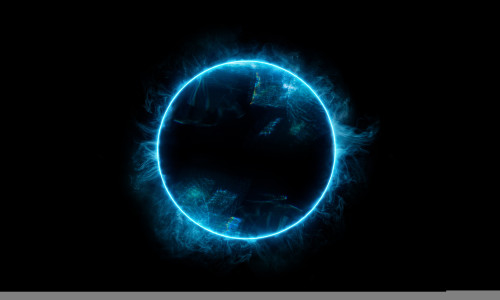 Neon,Blue,Color,Geometric,Circle,On,A,Dark,Background.,Round