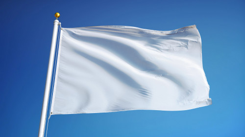 Empty,White,Clear,Flag,Waving,Against,Clean,Blue,Sky,,Close