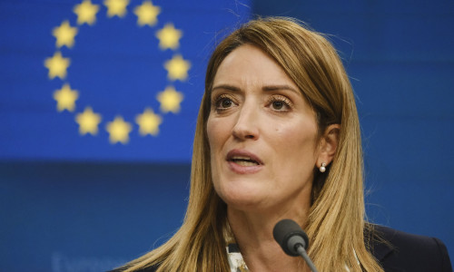 Belgium, Brussels: EU Council. Roberta Metsola, President of the European Parliament