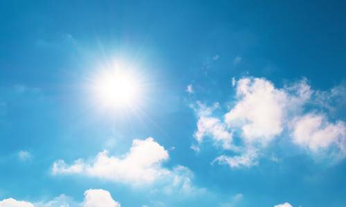 Bright,Blue,Sky,And,Sun,Flare,In,Spring,Sky,With