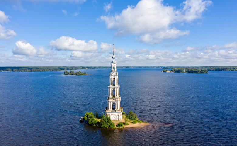 Kalyazino,,Russia.,The,Flooded,Kalyazin,Bell,Tower.,Waters,Of,Uglich