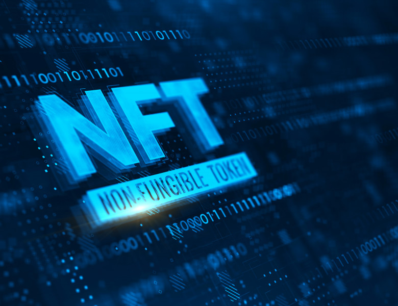 Nft,Nonfungible,Tokens,Concept,On,Dark,Blue,Background.,3d,Rendering