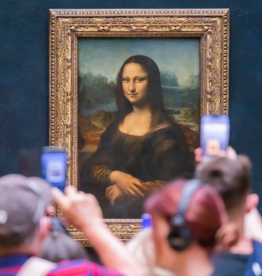 Famous Mona Lisa Painting at Louvre Museum In Paris.