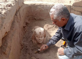 EGYPT QENA ROMAN ERA SPHINX STELE DISCOVERY