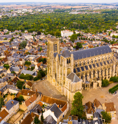 Scenic,Aerial,View,Of,Bourges,Town,And,Surroundings,In,Summer
