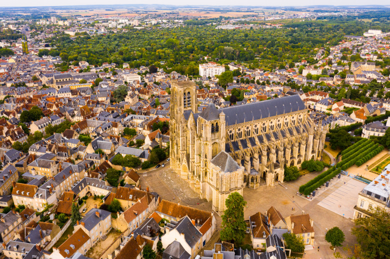 Scenic,Aerial,View,Of,Bourges,Town,And,Surroundings,In,Summer