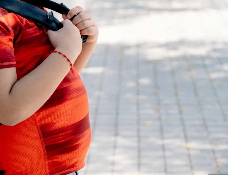 Childhood,Obesity,Concept.,Boy,With,School,Bag,With,Big,Belly.