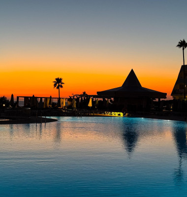 Scenic sunset at La Barrosa Beach in Sancti Petri, Cadiz, Andalusia, Spain