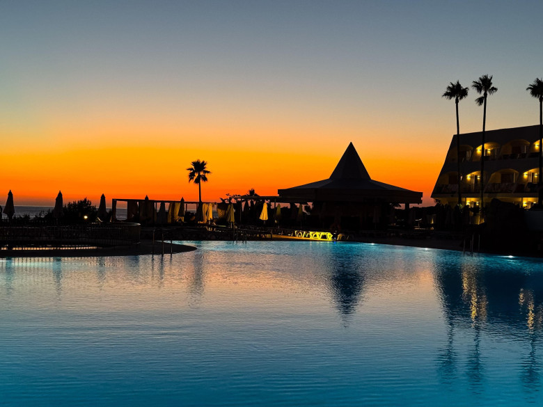 Scenic sunset at La Barrosa Beach in Sancti Petri, Cadiz, Andalusia, Spain