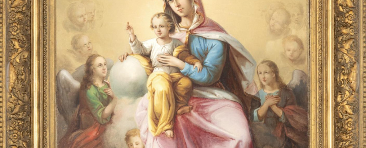 Icoana „Maica Domnului cu Pruncul”, realizată de Nicolae Grigorescu/ Foto: Facebook Artmark