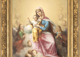 Icoana „Maica Domnului cu Pruncul”, realizată de Nicolae Grigorescu/ Foto: Facebook Artmark