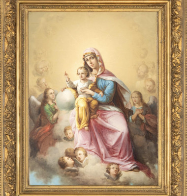 Icoana „Maica Domnului cu Pruncul”, realizată de Nicolae Grigorescu/ Foto: Facebook Artmark