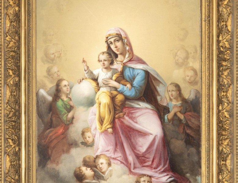 Icoana „Maica Domnului cu Pruncul”, realizată de Nicolae Grigorescu/ Foto: Facebook Artmark