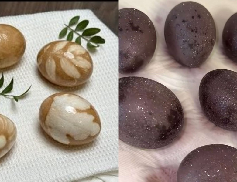 Ouă vopsite cu cafea și vin roșu/ Foto: Captură video