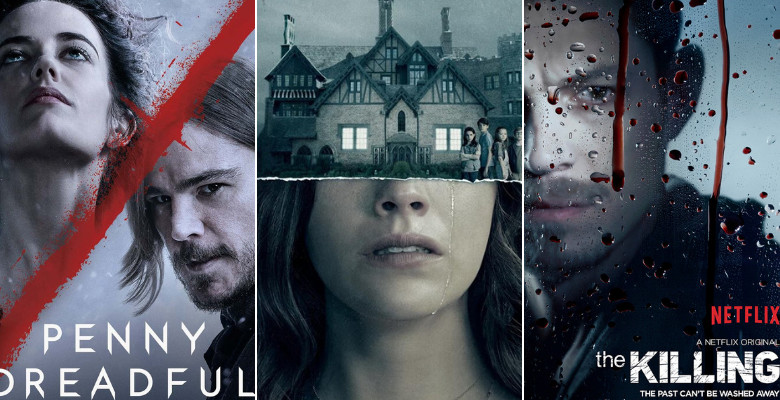 colaj cu posterele serialelor penny dreadful the haunting of hill house si the killing