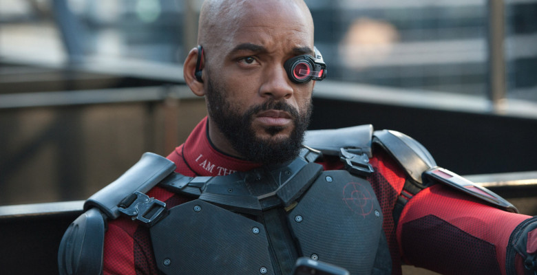 will smith in rolul lui deathshot in suicide squad cu ocluzor la ochi