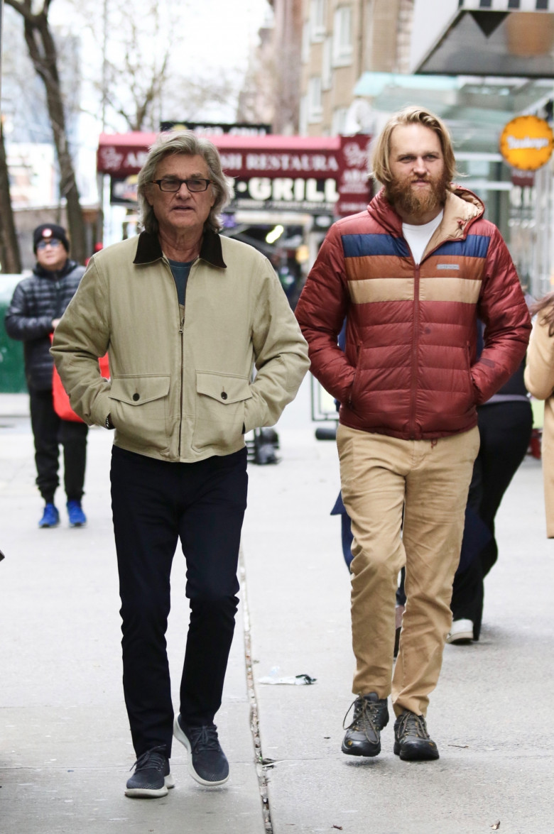 *EXCLUSIVE* Kurt Russell and son Wyatt enjoy post-lunch stroll