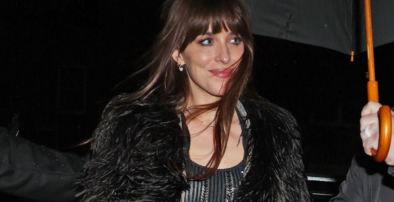 Dakota Johnson wears a see through dress for SNL after party