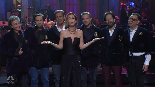 Kristen Wiig joins the Saturday Night Live Five Time Club with a little help from Ryan Gosling, Matt Damon, Paul Rudd, Jon Hamm and Martin Short