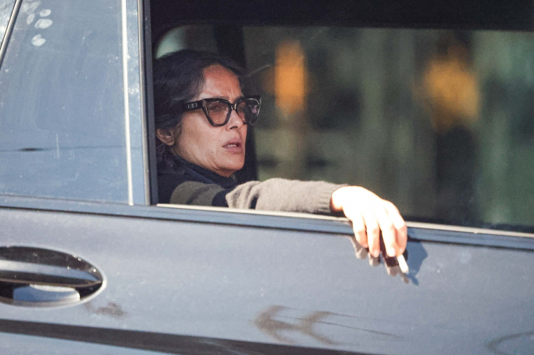 *EXCLUSIVE* Salma Hayek lights up a cigarette while caught in LA traffic jam