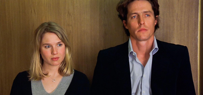 UK. Renee Zellweger and Hugh Grant  in a scene from ©Miramax film: Bridget Jones's Diary (2001).Plot: Bridget Jones is determined to improve herself while she looks for love in a year in which she keeps a personal diary. Ref:  LMK110-J6973-131120Suppli