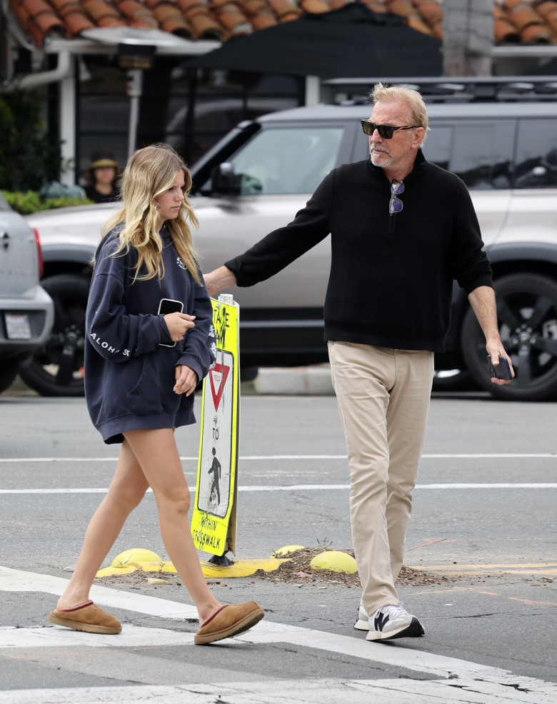 *EXCLUSIVE* Kevin Costner has Sunday lunch with his three children as ex-wife Christine enjoys Calabasas getaway with boyfriend Josh Connor