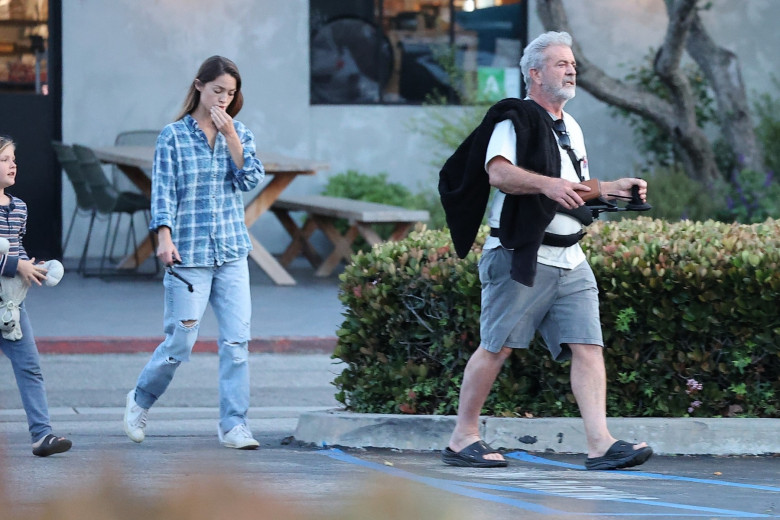 *EXCLUSIVE* Mel Gibson Steps Out with Family in Malibu, Sports Arm Sling Post-Surgery