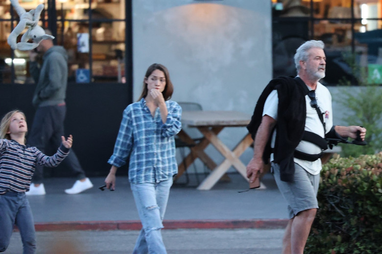 *EXCLUSIVE* Mel Gibson Steps Out with Family in Malibu, Sports Arm Sling Post-Surgery