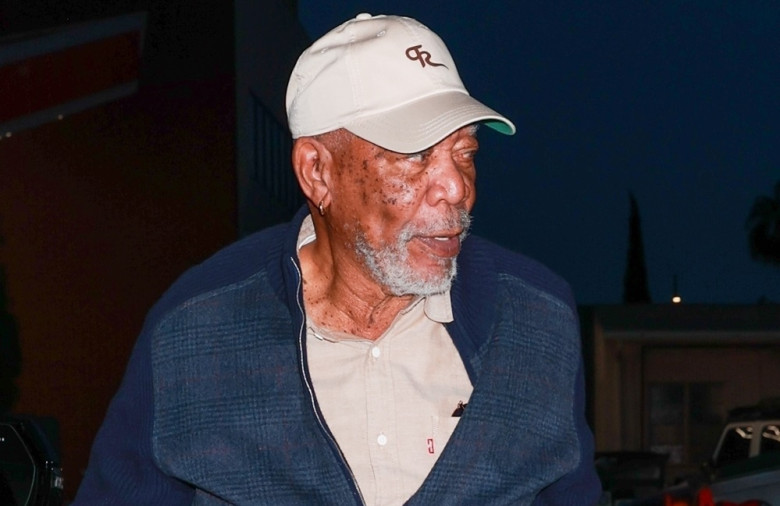 *EXCLUSIVE* Morgan Freeman arrives for dinner at Funke restaurant while wearing his compression glove in Beverly Hills