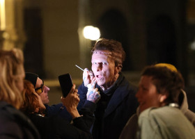 Christian Bale and Jessie Buckley film "The Bride" in Upper Manhattan