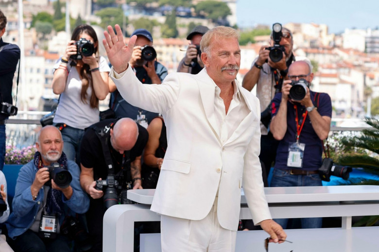 Kevin Costner poses at the photo call of 'Horizon: An American Saga' during the 77th Cannes Film Festival at Palais des Festivals in Cannes, France, on 19 May 2024.