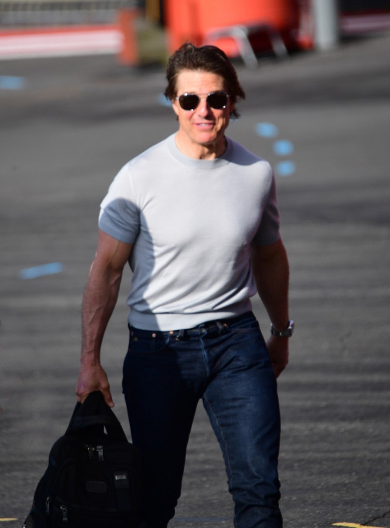 Tom Cruise &amp; Connor Cruise arrive to a Heliport in Central London